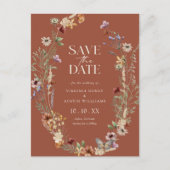 Terracotta Boho Save the Date Postkarte (Vorderseite)