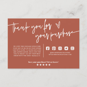 Terracotta Boho Small Business Vielen Dank einfüge Begleitkarte