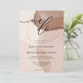 Terracotta Boho Strand Sauberkeit Einfache Hochzei Einladung (Stehend Vorderseite)