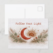 Terracotta Boho Sun Moon Botanical Watercolor Postkarte (Vorne/Hinten)