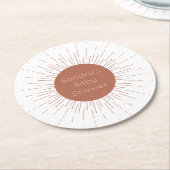 Terracotta Boho Sun Runder Pappuntersetzer (Angewinkelt)