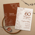 Terracotta Boho Surprise 60. Geburtstagsparty Einladung<br><div class="desc">Floral Terracotta Boho Burnt Orange Überraschung 60. Geburtstag Party Einladung. Minimalistisches modernes Design mit botanischen Akzenten und Typografie-Script-Schriftart. Einfache florale Einladungskarte perfekt für eine stilvolle weibliche Überraschung am Tag. Kann für jedes Alter angepasst werden.</div>