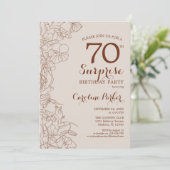 Terracotta Boho Surprise 70. Geburtstagsparty Einladung (Stehend Vorderseite)