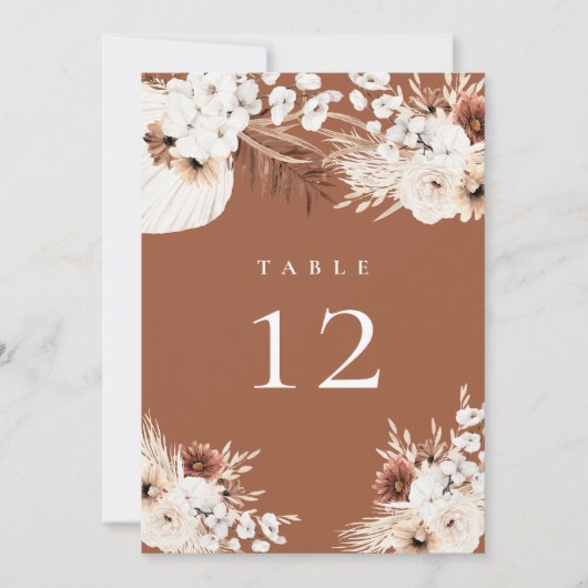 Terracotta Boho Tischnummer (Vorderseite)