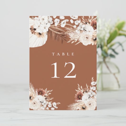 Terracotta Boho Tischnummer (Stehend Vorderseite)