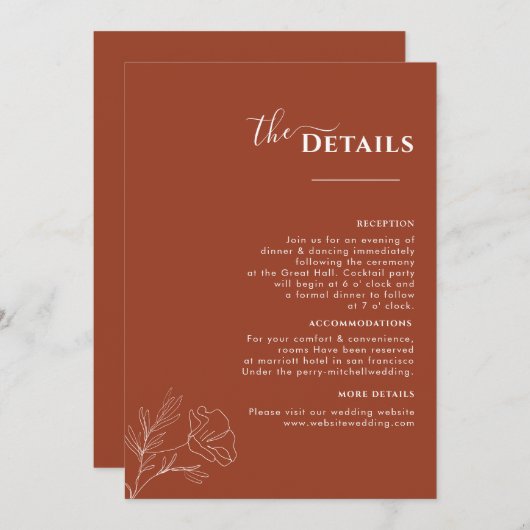 Terracotta Boho Touristik, Rosthochzeit Programm (Vorne/Hinten)