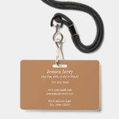 Terracotta Boho Tropical Abzeichen Ausweis (Rückseite mit Schlüsselband)