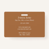 Terracotta Boho Tropical Abzeichen Ausweis (Rückseite)