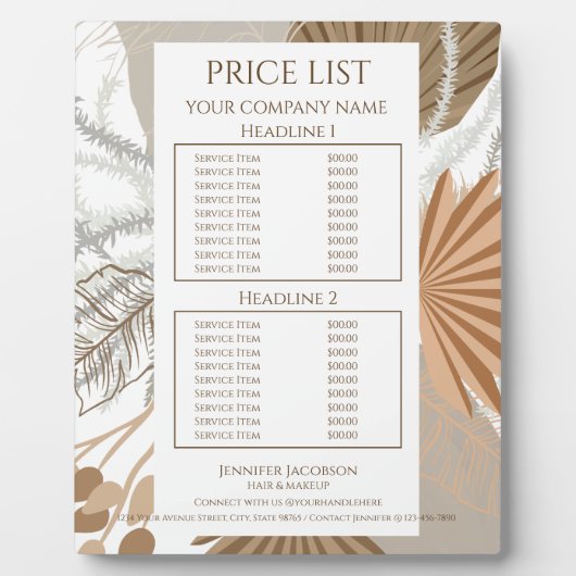 Terracotta Boho Tropical Fotoplatte (Vorderseite)