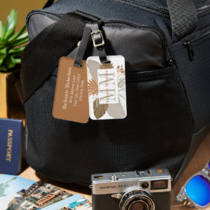 Terracotta Boho Tropical Monogram Gepäckanhänger