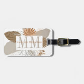 Terracotta Boho Tropical Monogram Gepäckanhänger (Vorderseite horizontal)