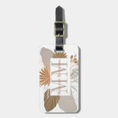 Terracotta Boho Tropical Monogram Gepäckanhänger (Vorderseite vertikal)