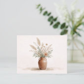 Terracotta Boho Vase Pampas Grass Botanical Postkarte (Stehend Vorderseite)