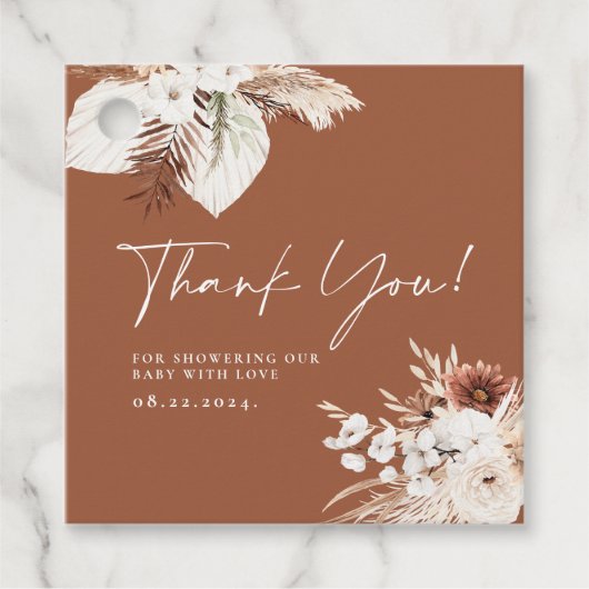 Terracotta Boho Vielen Dank Baby Dusche Geschenk T Geschenkanhänger (Vorderseite)