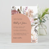 Terracotta Boho Watercolor Blumenzehen Einladung (Stehend Vorderseite)