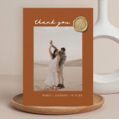 Terracotta Boho Wax Seal Photo Wedding Thank You Dankeskarte
