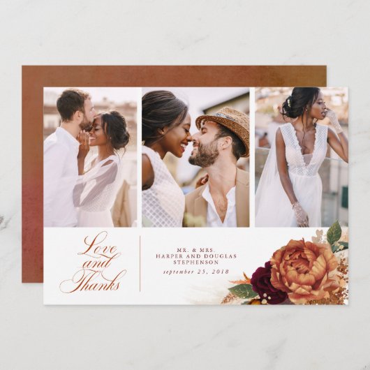 Terracotta Boho Wedding Danke Ihnen 3 Fotos (Vorne/Hinten)