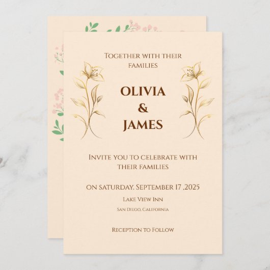 Terracotta Boho Wedding Einladung (Vorne/Hinten)