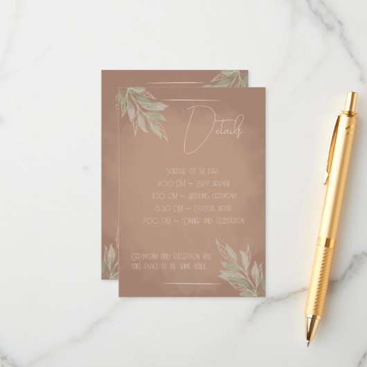 Terracotta Boho Wedding Enclosure Card Begleitkarte (Vorderseite/Rückseite Beispiel)