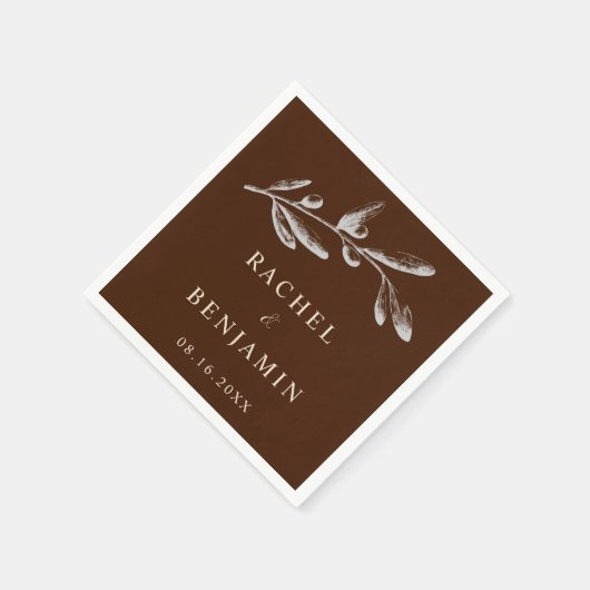 Terracotta Boho Wedding Floral Brown Serviette (Ecke)