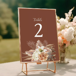 Terracotta Boho Wedding Floral Tischnummer