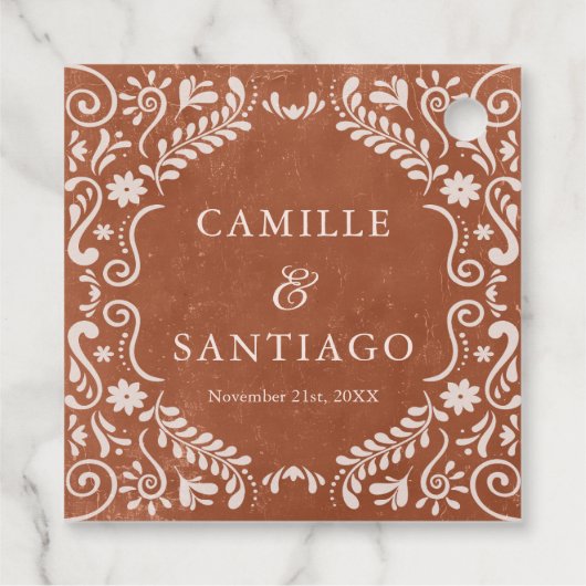 Terracotta Boho Wedding Geschenkanhänger (Rückseite)