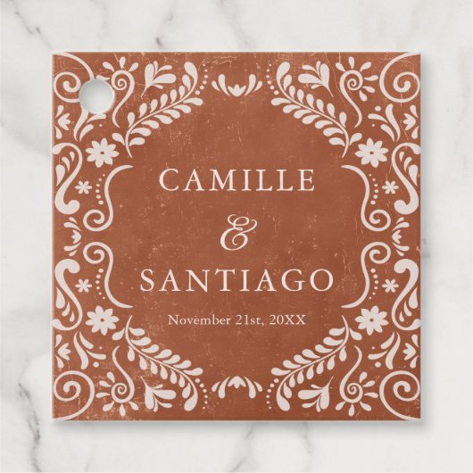 Terracotta Boho Wedding Geschenkanhänger (Vorderseite)