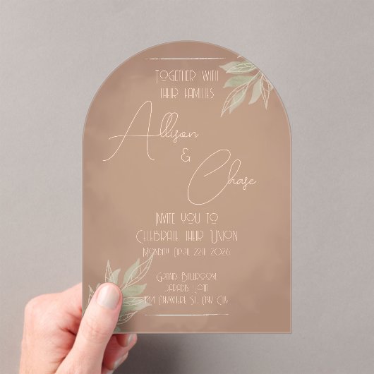 Terracotta Boho Wedding Invitation with Minimalist Acryleinladungen (Insitu (Handheld))