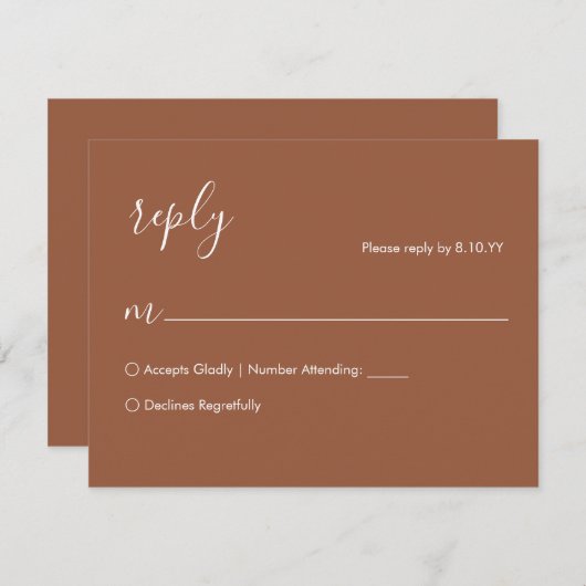 Terracotta Boho Wedding RSVP Card (Vorne/Hinten)