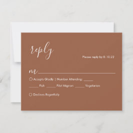 Terracotta Boho Wedding RSVP Card, Optionen zum Es Karte