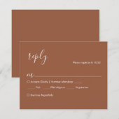 Terracotta Boho Wedding RSVP Card, Optionen zum Es Karte (Vorne/Hinten)