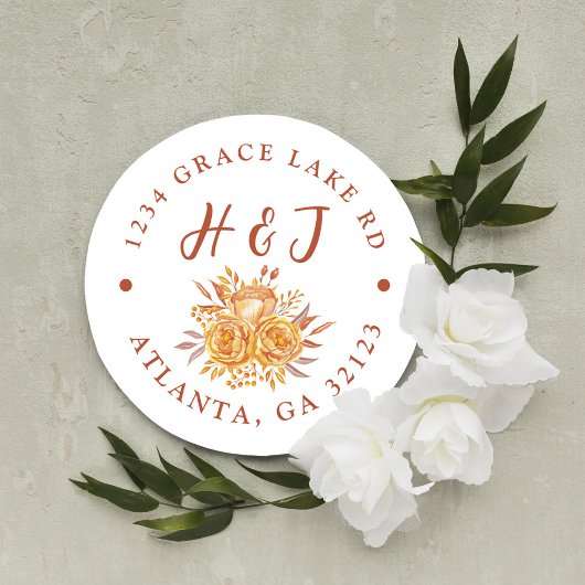 Terracotta Boho Wedding Rücksendeadresse Runder Aufkleber
