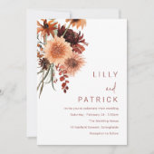 Terracotta Boho Wedding: Sommer & Fall Floral Einladung (Vorderseite)