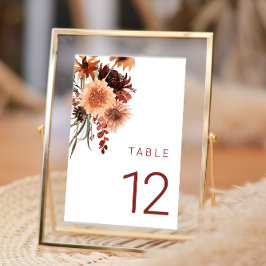 Terracotta Boho Wedding: Sommer & Fall Floral Tischnummer