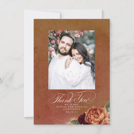 Terracotta Boho Wedding Two Side Danke Foto (Vorderseite)