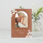 Terracotta Boho Wedding Two Side Vielen Dank Dankeskarte (Stehend Vorderseite)