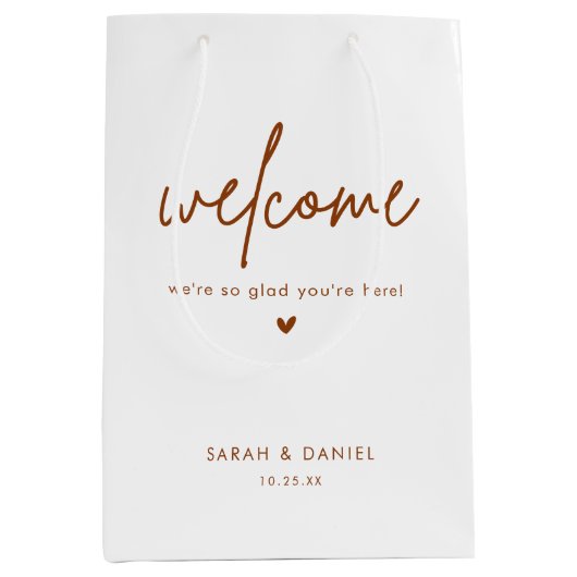 Terracotta Boho Wedding Willkommensfavoriten Mittlere Geschenktüte (Vorderseite)