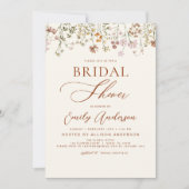 Terracotta Boho Wildblume Brautparty Script Einladung (Vorderseite)