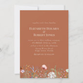 Terracotta Boho Wildblume Hochzeit Einladung (Vorderseite)
