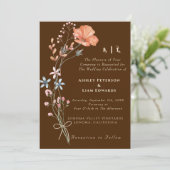 Terracotta Boho Wildblume Hochzeit im Herbst Einla Einladung (Stehend Vorderseite)