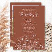 Terracotta Boho Wildblume Script Foto Wedding Einladung