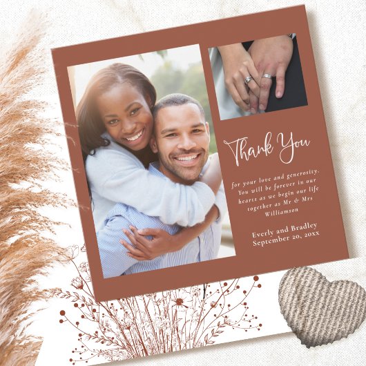 Terracotta Boho Wildblume Wedding Vielen Dank Einladung