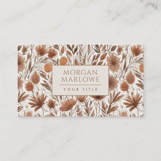 Terracotta Boho Wildblumen Blumenmuster Visitenkarte (Vorderseite)