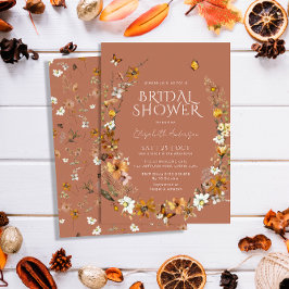 Terracotta Boho Wildblumen Brautparty Einladung