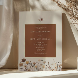Terracotta Boho Wildblumen Einladung Hochzeit