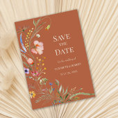 Terracotta Boho Wildblumen Save the Date Karte