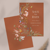 Terracotta Boho Wildblumen Save the Date Karte
