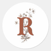 Terracotta Boho Wildblumen Wedding Envelope Runder Aufkleber (Vorderseite)