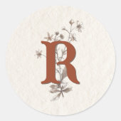 Terracotta Boho Wildblumen Wedding Envelope Runder Aufkleber (Vorderseite)