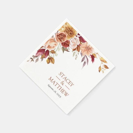 Terracotta Boho Wildblumen Wedding Serviette (Ecke)